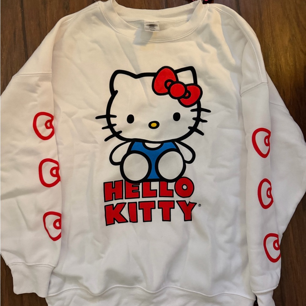 Hello Kitty White Crewneck with Red Bow & Teal Accent